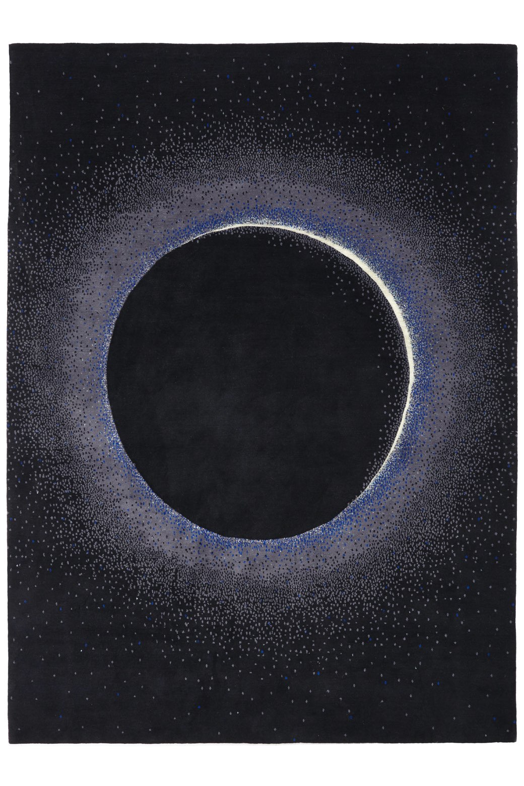 Pluto, bamboo wool and silk rug showing a solar eclipse