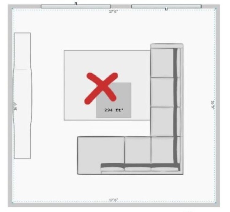 Correct size rug for sectional couch