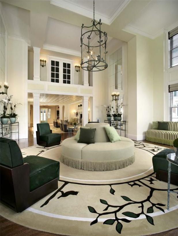 Living rooms with round rugs